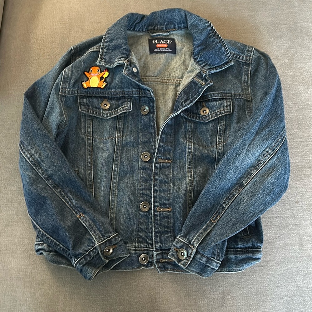 Boys Jean jacket with pokeman patches